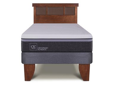 JUEGO DE DORMITORIO CIC CAMA EUROPEA ORTOPEDIC ADVANCE 1.5 PLAZAS + RESPALDO DUBLIN CARAMELO - 1