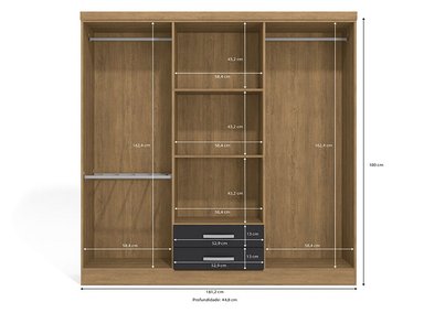 CLOSET YARDAS FREIJO S446 6 PUERTAS 2 CAJONES NEGRO MATE - 4