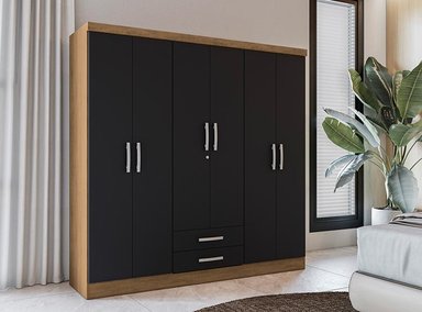 CLOSET YARDAS FREIJO S446 6 PUERTAS 2 CAJONES NEGRO MATE - 5