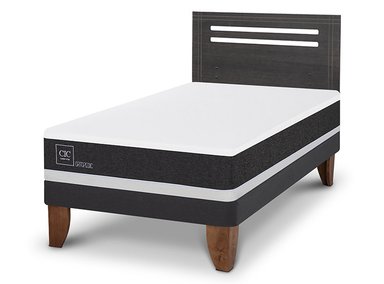 JUEGO DE DORMITORIO CIC CAMA EUROPEA ORTOPEDIC 1.5 PLAZAS + RESPALDO MUNICH GRIS - 2