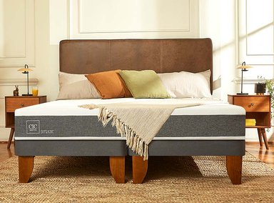 JUEGO DE DORMITORIO CIC CAMA EUROPEA ORTOPEDIC 1.5 PLAZAS + RESPALDO MUNICH GRIS - 8