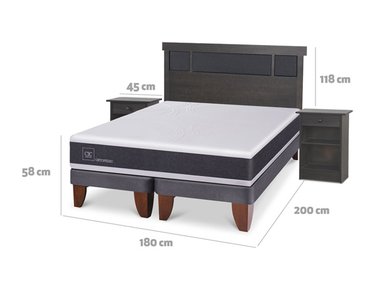 JUEGO DE DORMITORIO CIC CAMA EUROPEA DUBLIN ORTOPEDIC BD KING + SET GRIS - 3