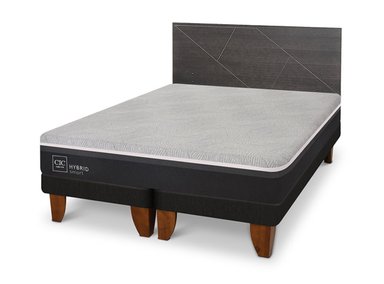 JUEGO DE DORMITORIO CIC CAMA EUROPEA VILLARRICA HYBRID INFINITY KING + RESPALDO GRIS - 2