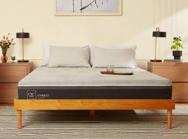 JUEGO DE DORMITORIO CIC CAMA EUROPEA VILLARRICA HYBRID INFINITY KING + RESPALDO GRIS - 8