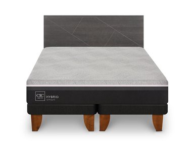 JUEGO DE DORMITORIO CIC CAMA EUROPEA VILLARRICA HYBRID INFINITY KING + RESPALDO GRIS - 1