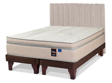 JUEGO DE DORMITORIO FLEX CAMA EUROPEA MÁXIMO COBRE KING + RESPALDO TUBULAR BEIGE - 2