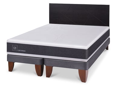 JUEGO DE DORMITORIO CIC CAMA EUROPEA ORTOPEDIC BD 2 PLAZAS + RESPALDO VILLARRICA NEGRO - 2