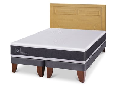 JUEGO DE DORMITORIO CIC CAMA EUROPEA ORTOPEDIC BD 2 PLAZAS + RESPALDO MILAN MOSTAZA - 2