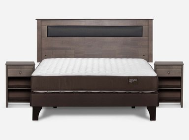 JUEGO DE DORMITORIO ROSEN CAMA EUROPEA ERGO T NEW BN 2 PLAZAS + SET FERRARA GRIS - 1