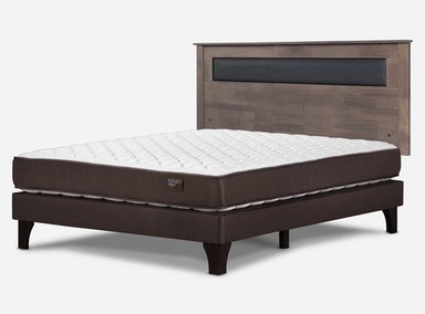 JUEGO DE DORMITORIO ROSEN CAMA EUROPEA ERGO T NEW BN 2 PLAZAS + RESPALDO FERRARA GRIS - 2