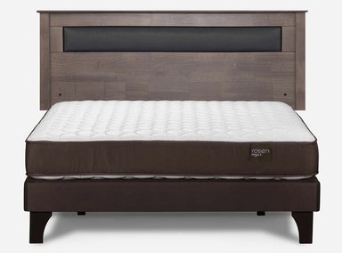 JUEGO DE DORMITORIO ROSEN CAMA EUROPEA ERGO T NEW BN 2 PLAZAS + RESPALDO FERRARA GRIS - 1