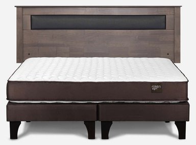 JUEGO DE DORMITORIO ROSEN CAMA EUROPEA ERGO T NEW KING + RESPALDO FERRARA GRIS - 1