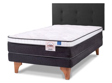 JUEGO DE DORMITORIO FLEX CAMA EUROPEA NÓRDICA COBRE 1.5 PLAZAS + RESPALDO ROYAL NEGRO - 2