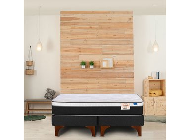JUEGO DE DORMITORIO FLEX CAMA EUROPEA NÓRDICA COBRE 1.5 PLAZAS + RESPALDO ROYAL NEGRO - 5