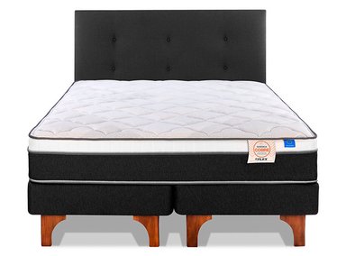 JUEGO DE DORMITORIO FLEX CAMA EUROPEA NÓRDICA COBRE 2 PLAZAS + RESPALDO ROYAL NEGRO - 1