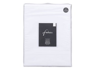 JUEGO DE SÁBANAS FABRICS 2 PLAZAS 300 HILOS ALGODÓN BLANCO LISO - 3