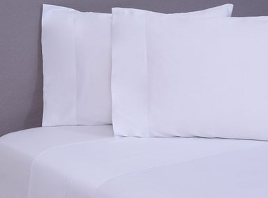 JUEGO DE SÁBANAS FABRICS 2 PLAZAS 300 HILOS ALGODÓN BLANCO LISO - 1