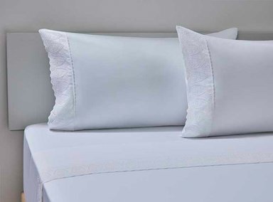 JUEGO DE SÁBANAS RIPLEY HOME NEW KING 180 HILOS ALGODÓN BLANCO BRODERIÉ - 1