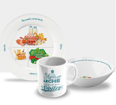 PLATO BARIÁTRICO + BOWL + TAZA DE LOZA PARA PACIENTES BARIÁTRICOS - 1