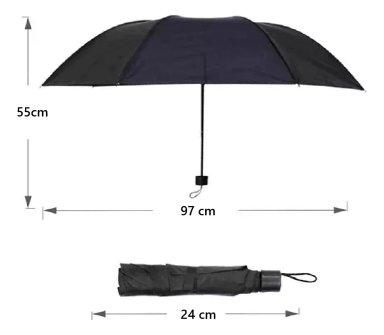 PARAGUAS PLEGABLE IMPERMEABLE RETRACTIL DE BOLSILLO NEGRO - 2