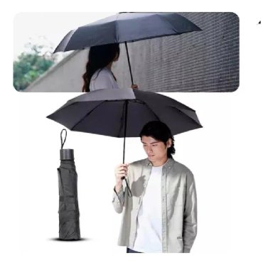 PARAGUAS PLEGABLE IMPERMEABLE RETRACTIL DE BOLSILLO NEGRO - 5