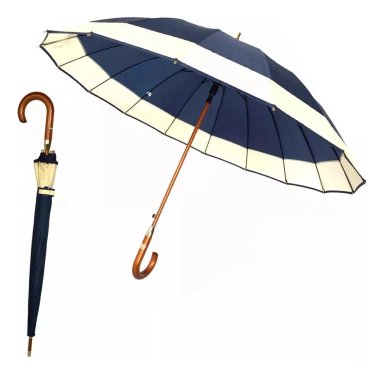PARAGUAS AUTOMATICO IMPERMEABLE GRANDE 130CM 16 VARILLA AZUL - 1