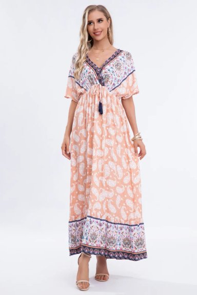 VESTIDO LARGO PRIMAVERA MUJER. ALGODON FLORES GRANDES. 3368 - 5