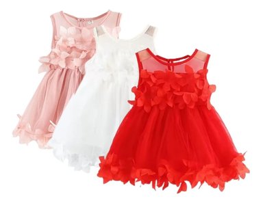 VESTIDO DE PRINCESA SIN MAGAS FLORAL TUL PARA BEBE LAU - 3
