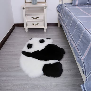 ALFOMBRA CONTEMPORÁNEA MODERNA PANDA ANTIDESLIZANTE BLANCO NEGRO JHN 60 X 90 CM - 5