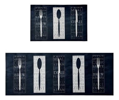 ALFOMBRA CONTEMPORÁNEA MODERNA COCINA 2 PIEZAS ANTIDESLIZANTE PVC ESTAMPADO JHN 60 X 40 CM - 1