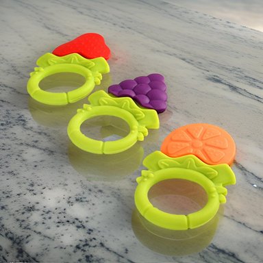 SET 6 MORDEDOR FORMA FRUTAS SILICONA ESTUCHE BEBES LAU - 4