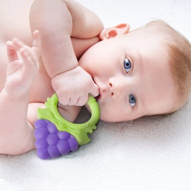 SET 6 MORDEDOR FORMA FRUTAS SILICONA ESTUCHE BEBES LAU - 5