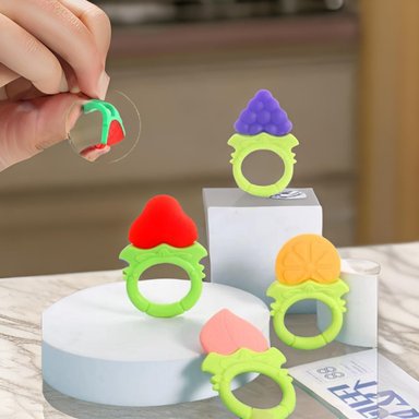 SET 6 MORDEDOR FORMA FRUTAS SILICONA ESTUCHE BEBES LAU - 6