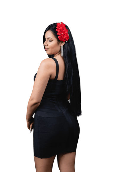 VESTIDO ELASTICADO EN COLOR NEGRO AISHA - 2
