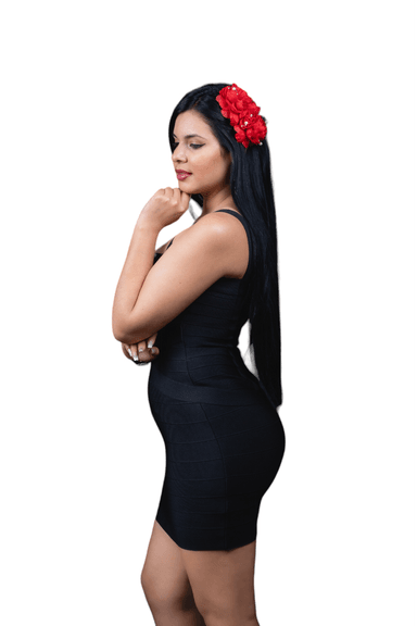 VESTIDO ELASTICADO EN COLOR NEGRO AISHA - 3