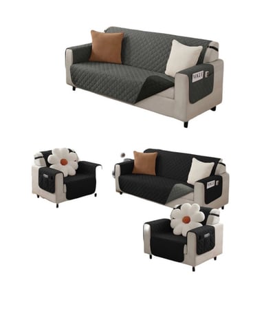 JUEGO DE 3 -1 -1 FUNDA SOFÁ SILLÓN SOBREPONER BICOLOR - 1