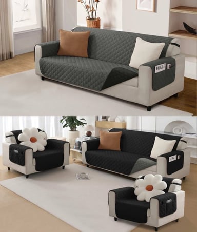JUEGO DE 3 -1 -1 FUNDA SOFÁ SILLÓN SOBREPONER BICOLOR - 4
