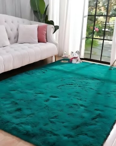 ALFOMBRA PELUDA SUAVE 180 X 200 CM PRIMERA CALIDAD TURQUESA - 2