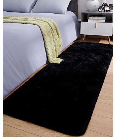 ALFOMBRA PELUDA PASILLERA LIVIANA 70X150 ULTRA SUAVE NEGRO - 4