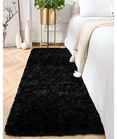 ALFOMBRA PELUDA PASILLERA LIVIANA 70X150 ULTRA SUAVE NEGRO - 5