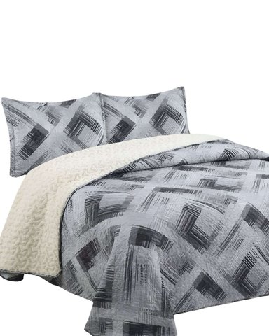 QUILT CON SHERPA 2 PLAZA GRIS J6 - 2