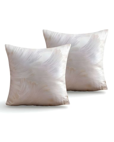 SET DE 2 FUNDAS DE COJINES SATIN DISEÑO HOJAS 45CM X 45 CM BEIGE - 1