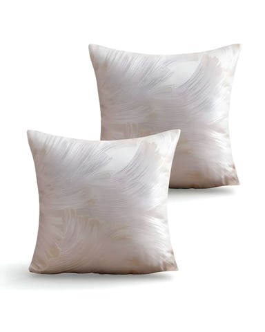 SET DE 2 FUNDAS DE COJINES SATIN DISEÑO HOJAS 45CM X 45 CM BEIGE - 3