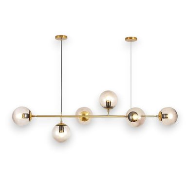 LAMPARA TECHO COLGANTE DEKORA NORDICA MODELO ATENAS COLOR DORADO 6 LUCES - 1