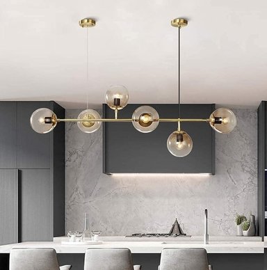 LAMPARA TECHO COLGANTE DEKORA NORDICA MODELO ATENAS COLOR DORADO 6 LUCES - 2