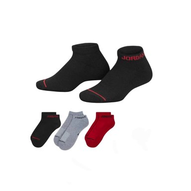 PACK 3 CALCETINES UNISEX JORDAN NEGRO ROJO GRIS CORTOS - 1