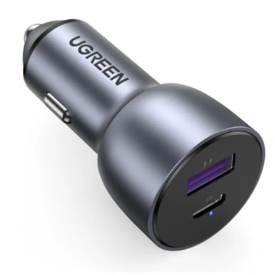 CARGADOR UGREEN AUTOMOVIL 1USB-C + 1USB-A CARGA RAPIDA 42.5W MAX ALUMINIO CD213 - 1