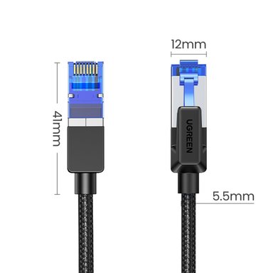 CABLE DE RED UGREEN CAT8 F/FTP DE 10 METROS (40GBPS) TRENZADO NEGRO NW153 - 4
