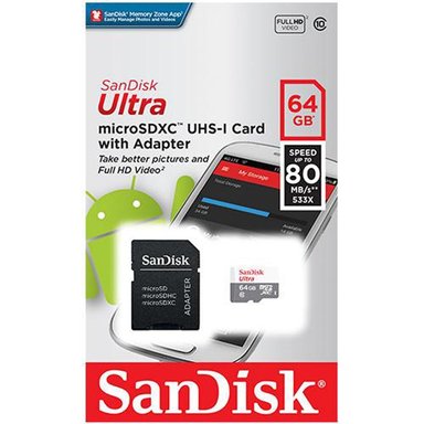 TARJETA MICROSD 64GB SANDISK ULTRA XC CLASE 10/ADAPTADOR SD - 1