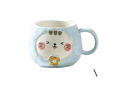 TAZA DE GATITO ANIMADO AZUL CLARO - 1